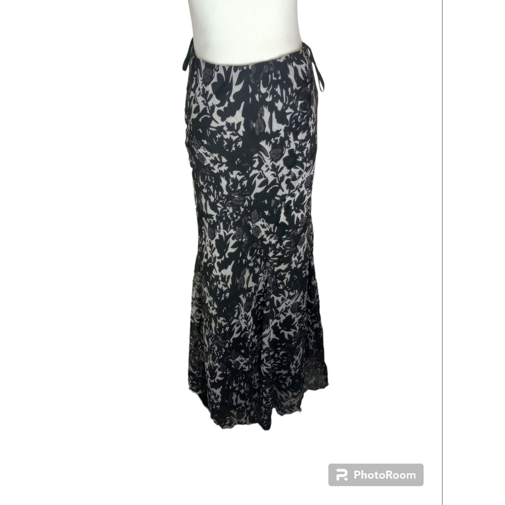 NWT Indira Midi Lettuce Hem Skirt Womens XL Black Grey Y2k Whimsigoth Fairy